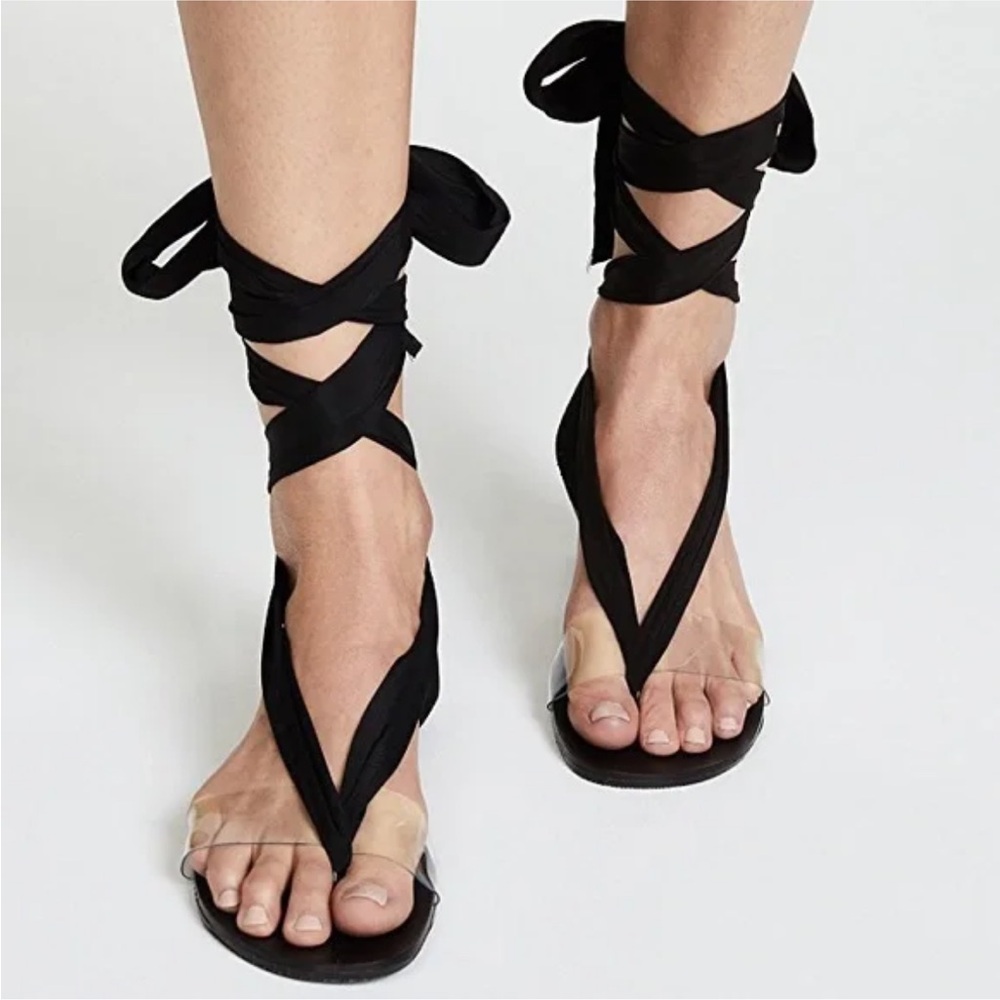 Free People Black Wrap Sandals